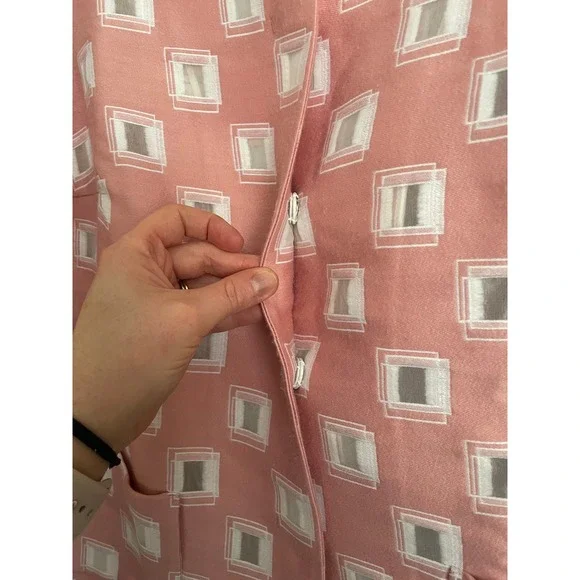Escada Bethel Rosehip Pink Geometric Wool Silk Blend Jacket Blazer 46 Artsy Work - Picture 4 of 9